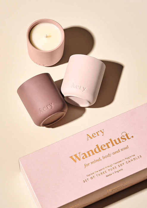 Wanderlust Set of Three Votive Candles Fernweh Collection Aery Wholesale