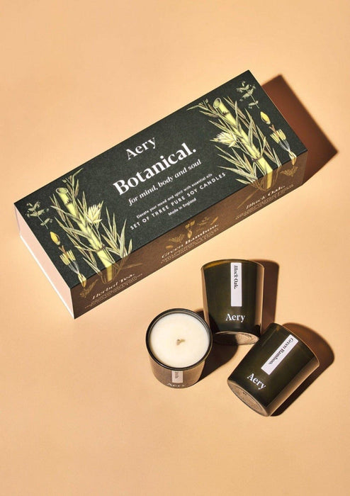 Botanical Green Gift Set of Three - Votive Candles Botanical Aery Wholesale