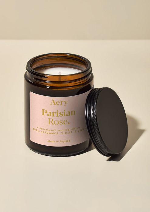 Parisian Rose Scented Jar Candle - Rose Bergamot and Violet Fernweh Collection Aery Wholesale