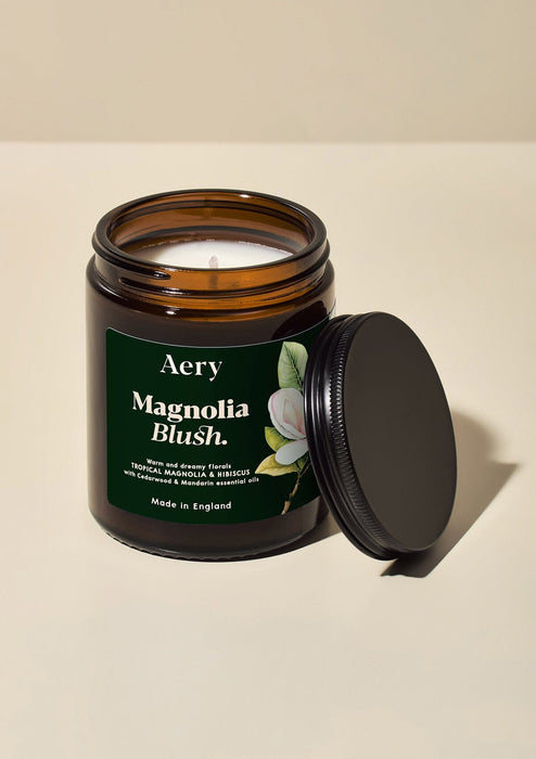 Magnolia Blush jar candle on cream bacground