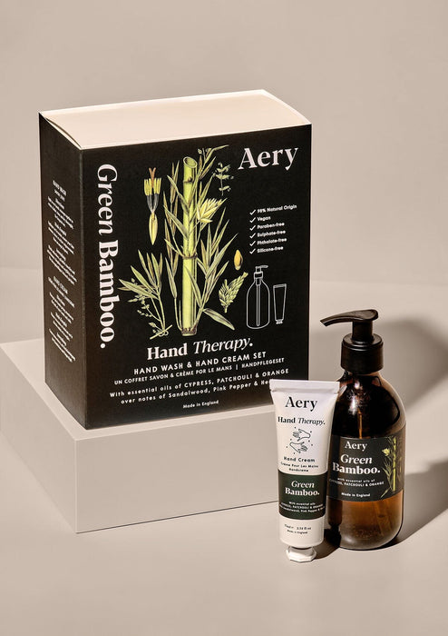 Green Bamboo Hand Therapy Set Amber Wash and Hand Cream Aery Wholesale