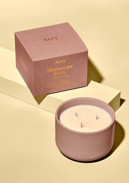 Moroccan Rose Triple Wick Candle Fernweh Collection Aery Living