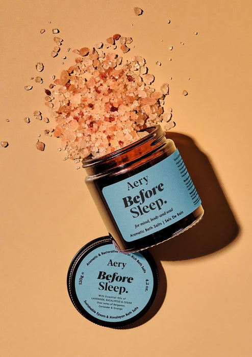 Before Sleep Bath Salts - Lavender Eucalyptus and Cedar Mini Amber Glass Aery Wholesale