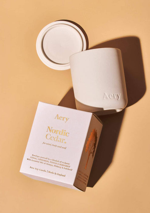 Nordic Cedar Scented Candle - Cedar Cinnamon and Bergamot Fernweh Collection Aery Wholesale