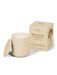 Cream Himalayan Cedarleaf candle by Aery displayed next to product packaging on white bacground 