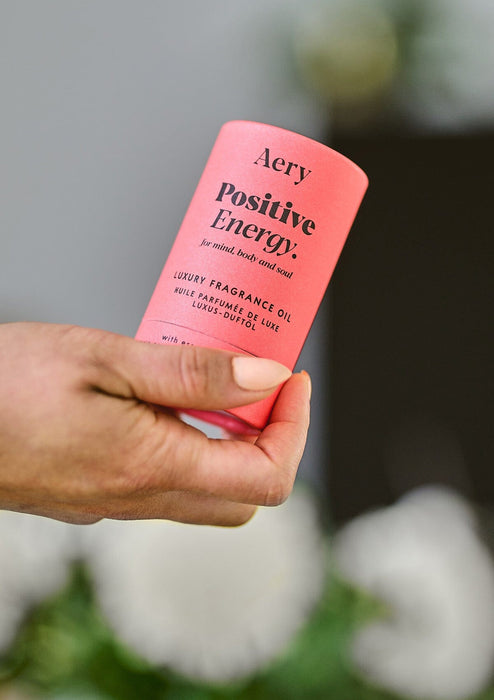 Red Positive Energy fragrance oil product packaging by Aery 
