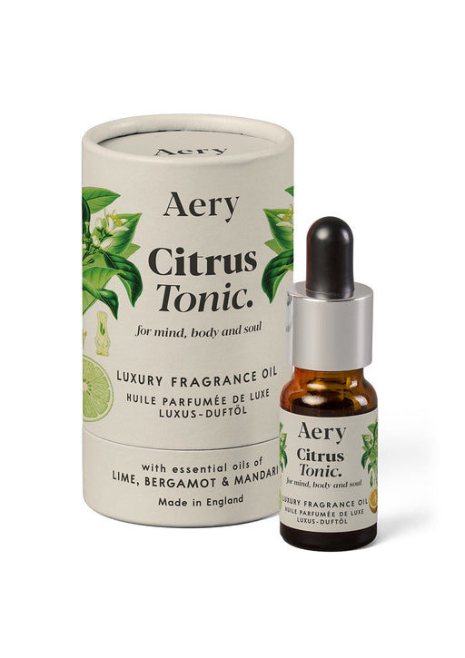 Citrus Tonic fragrance oil product packaging by Aery on white bacground 