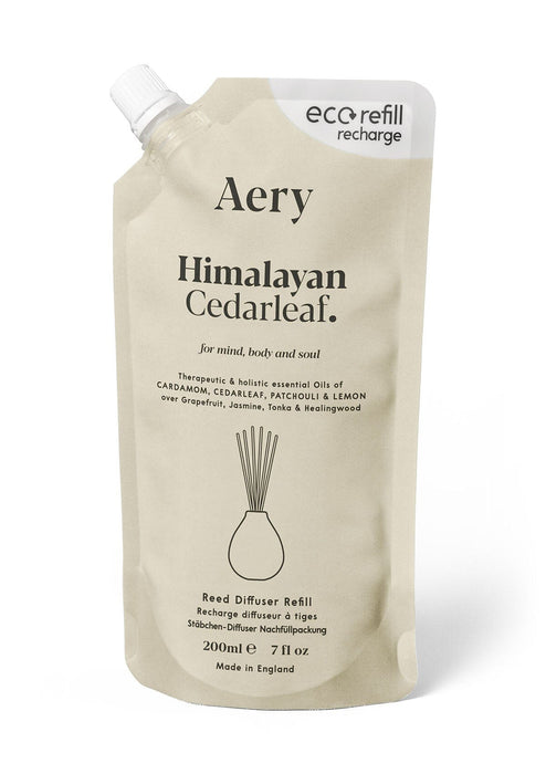 Cream Himalayan Cedarleaf diffuser refill  pouch by aery displayed on white bacground 
