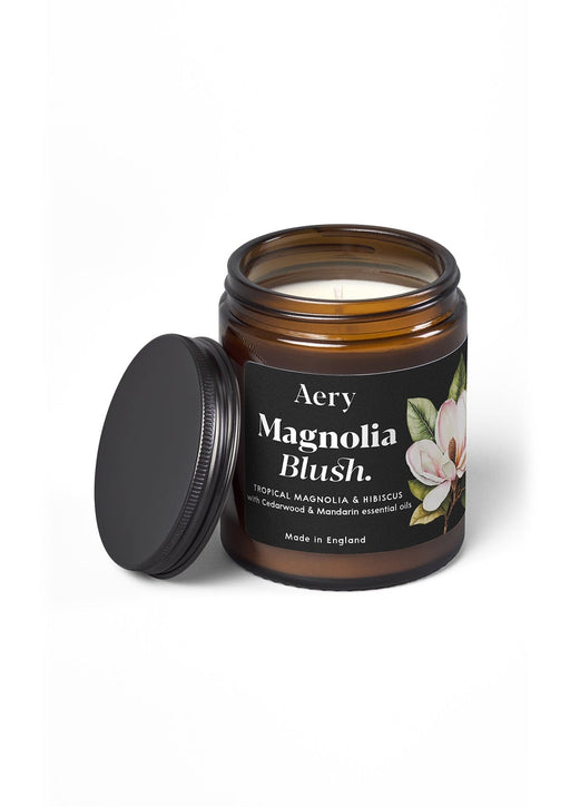 Magnolia Blush Jar candle by Aery displayed on white bacground 
