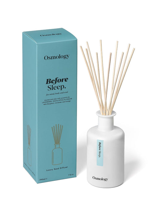 Osmology Before Sleep diffuser with packaging on a white background