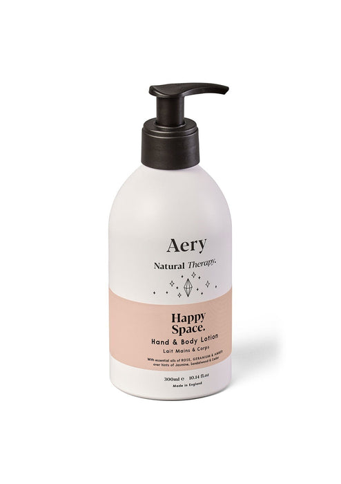 happy space white bottle of body lotion